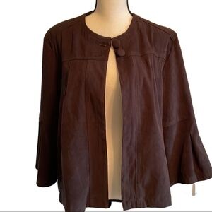 Kim Rogers Brown Faux Suede Jacket Size Large